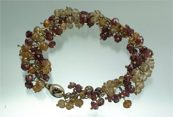 English renaissance gold red and yellow garnet ruby bracelet